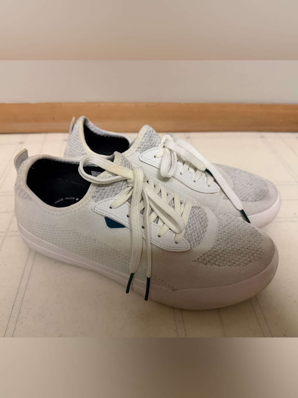 Vessi White Knit Lace-Up Sneakers
